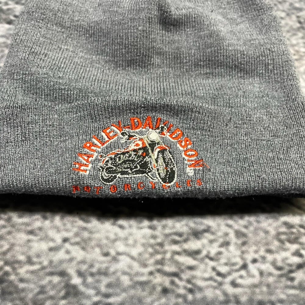 Vintage Harley Davidson Beanie Cap Gray Embroidered Logo Biker Motorcycle‎ - Picture 3 of 8